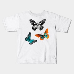 Cool Butterfly Set Orange and Teal Kids T-Shirt